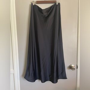 Rachel Zoe Black Satin Silky Midi Skirt